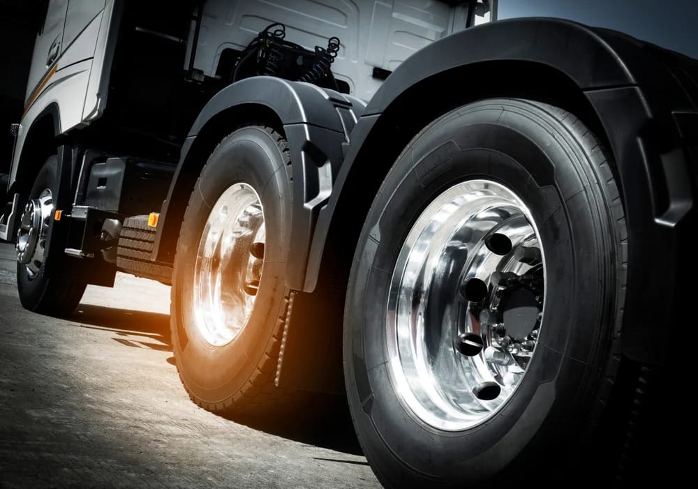 Truck undergoing tyre fitting at CFM Keighley